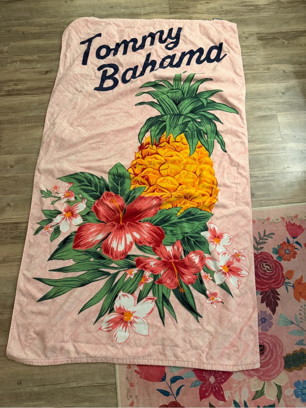 Tommy Bahama Pink Tropical Pineapple & Hibiscus Beach Towel